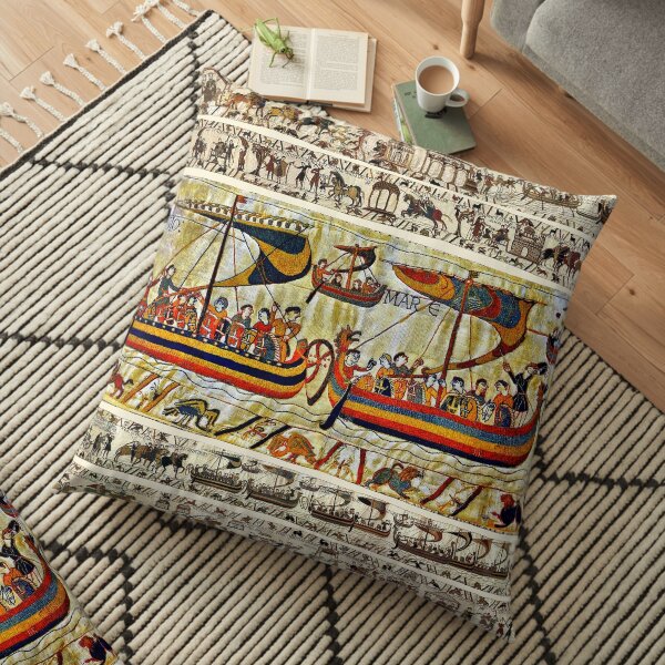 THE BAYEUX TAPESTRY ,VIKING SHIPS Floor Pillow