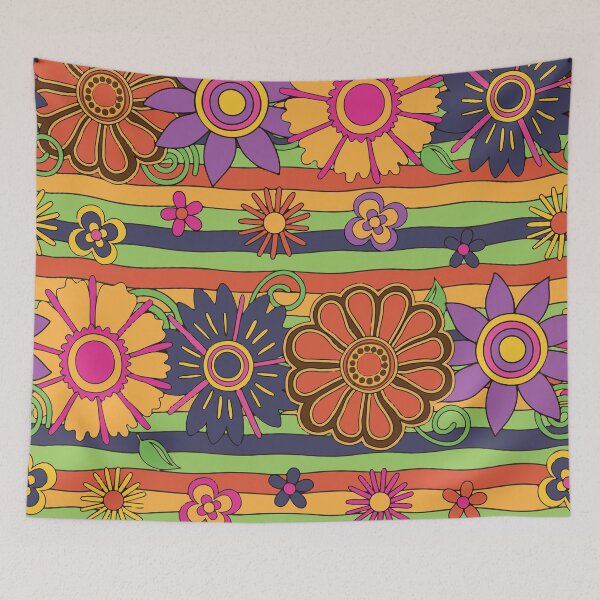 Item preview, FLOWERS AND STRIPES PSYCHEDELIC FLORALS designed and sold by bigerdan.