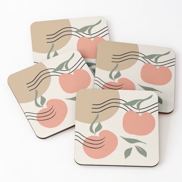 Item preview, Sunny Peaches, Abstract, Minimal Art, Floral Prints, Peach, Gold, Green designed and sold by meggydesigns.