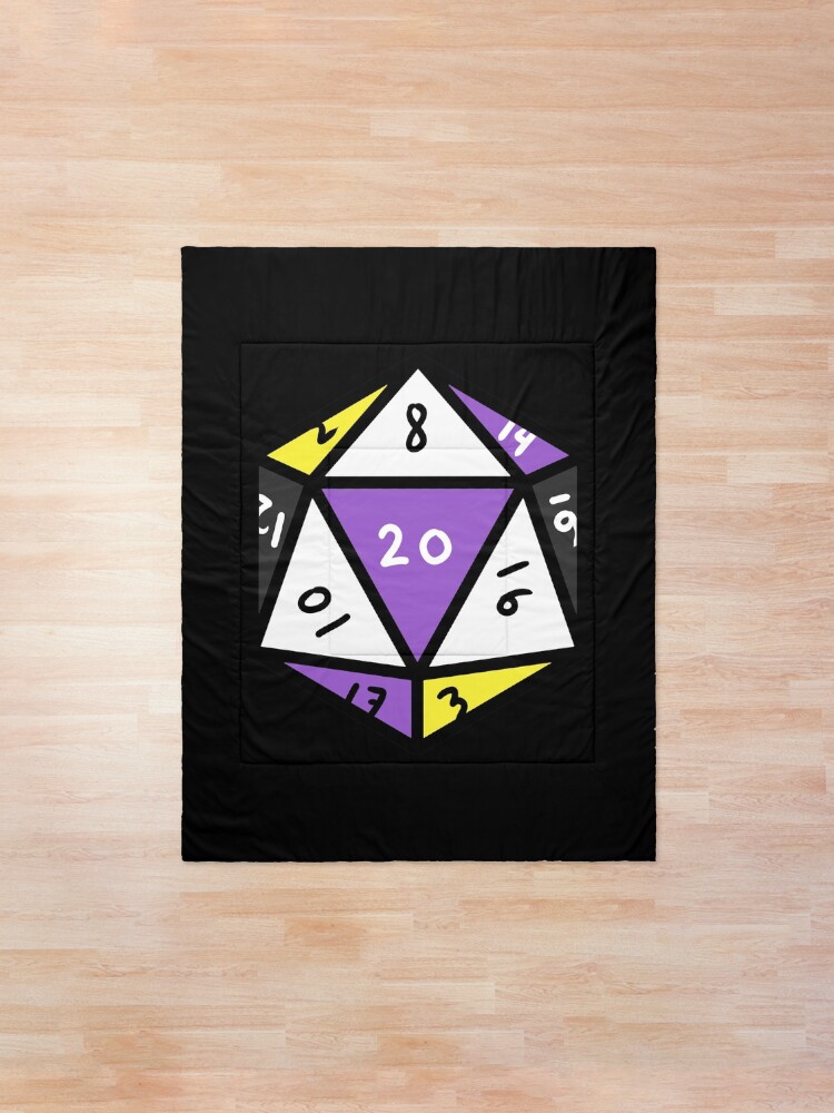 Alternate view of Nonbinary D20 Dice Nonbinary Pride Comforter