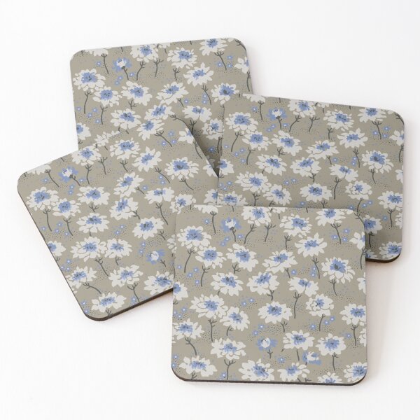 Item preview, Blue and white-flowered antique french restored and vectorized wallpaper designed and sold by paulgrand.