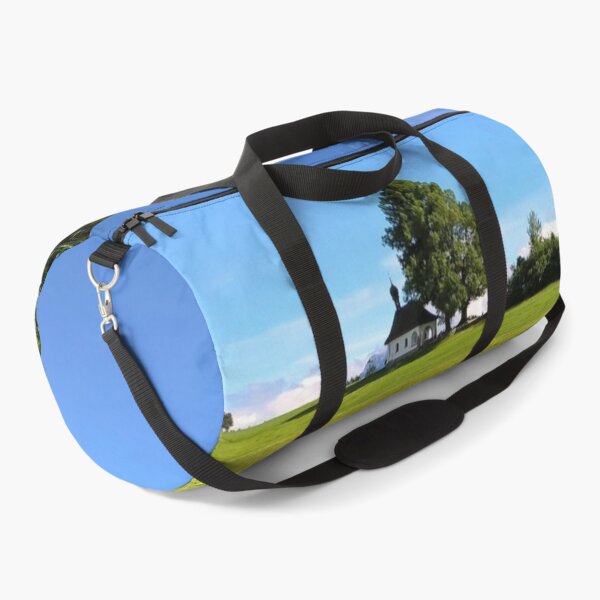 Item preview, Tiny chapel on a hill, rural Switzerland. Beautiful contrasts - blue, green, white designed and sold by JellyBeenzz.