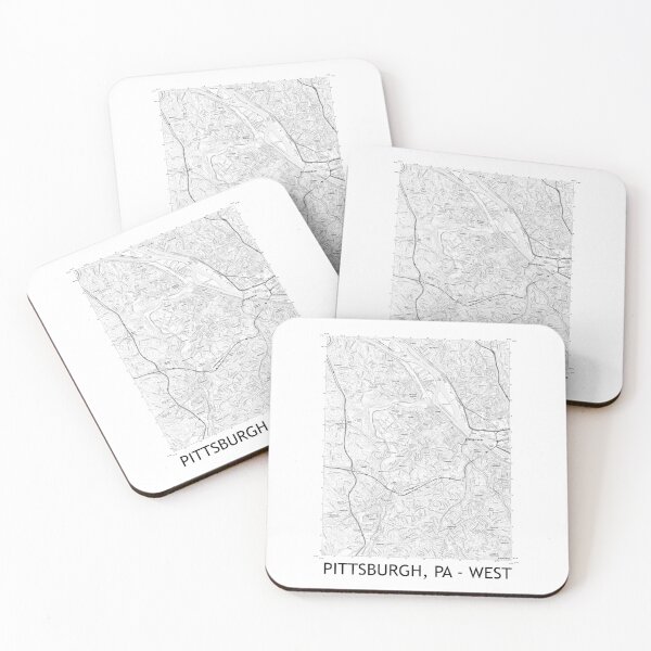 Item preview, Pittsburgh, PA - West Topographical Map Black & White designed and sold by PGHPhotoCo.