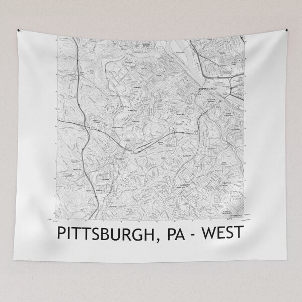 Item preview, Pittsburgh, PA - West Topographical Map Black & White designed and sold by PGHPhotoCo.