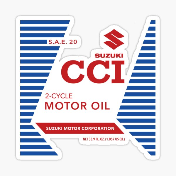 Disposition du bidon d'huile 2 temps vintage Suzuki CCI Sticker