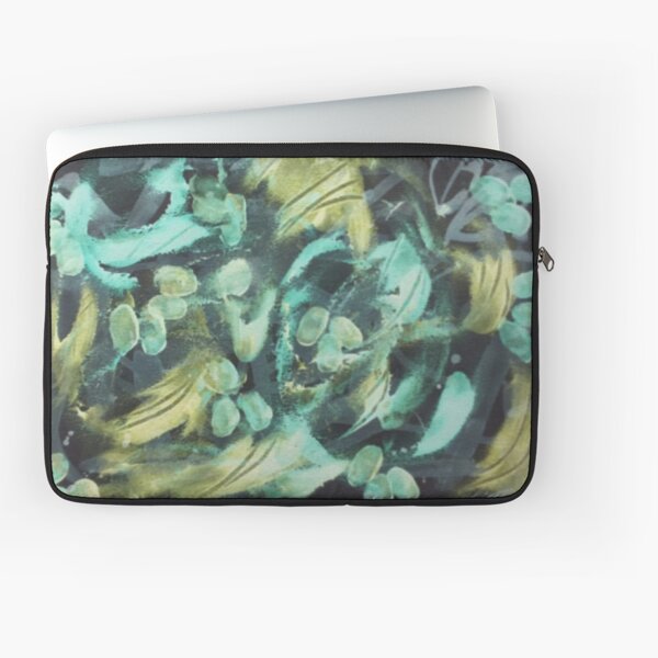 Grape Vine in Turquoise Yellow Green Laptop Sleeve