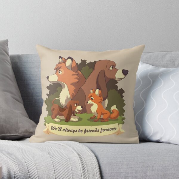 We ll Always Be Friends Forever // Red Fox, Hound Dog, 80s Kid, BFF Throw Pillow