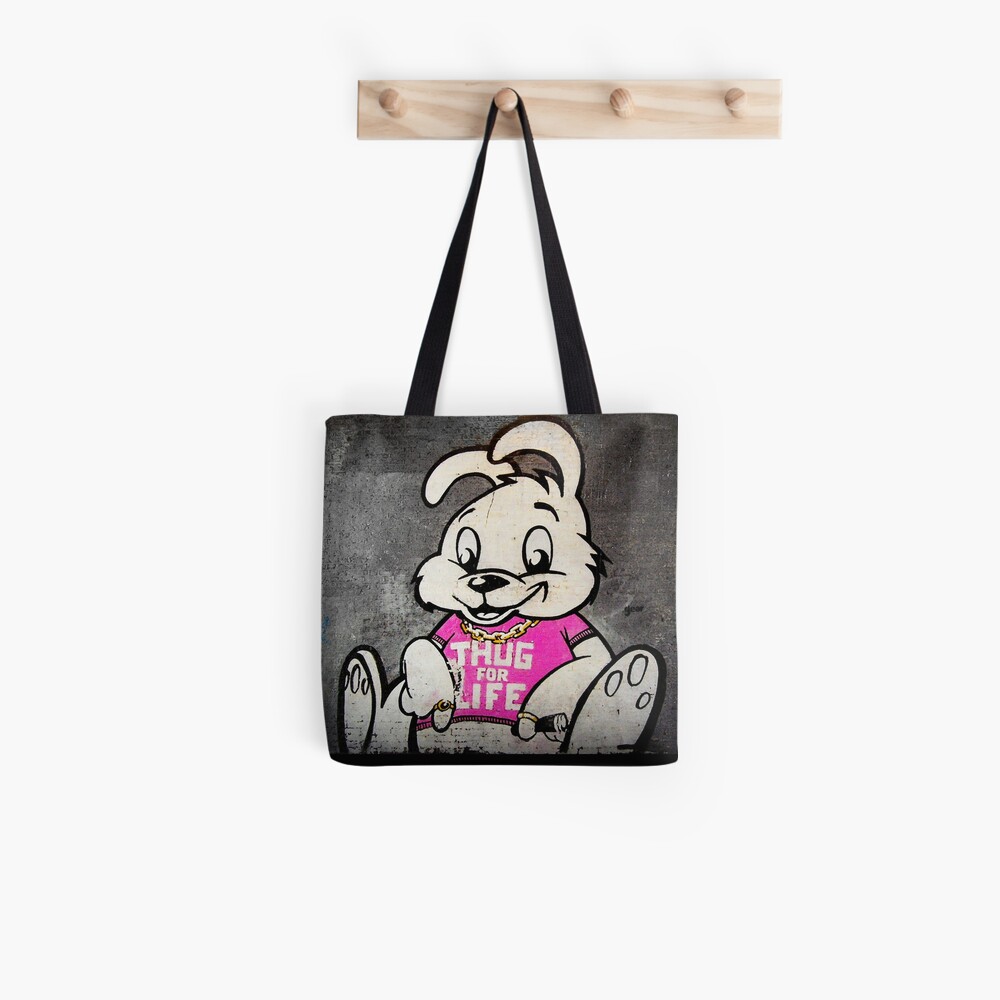 Banksy Graffiti Thug for Life Bunny Tote Bag 16 x 16 Banksy Graffiti Thug for Life Bunny Tote Bag 16 x 16