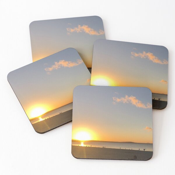 Item preview, Giant golden sunset at the beach. Blues, golds, sand. designed and sold by JellyBeenzz.