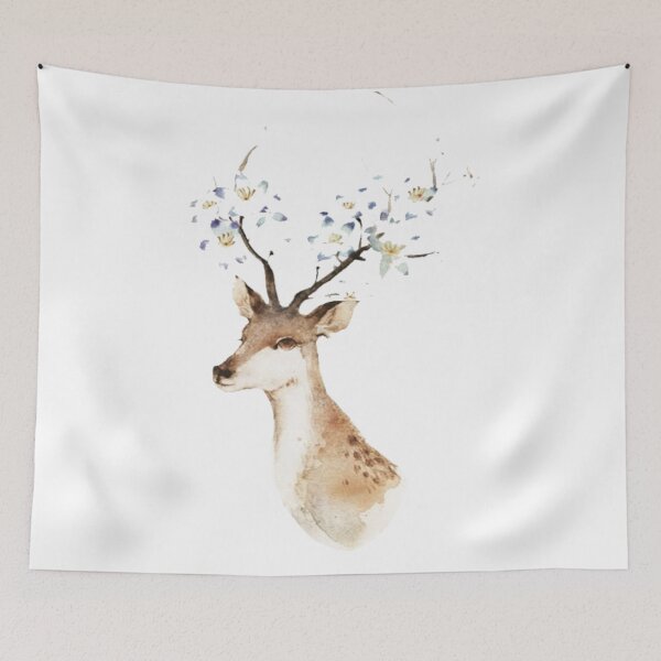 Item preview, Deer Portrait with Flowers designed and sold by Designs By Creation.