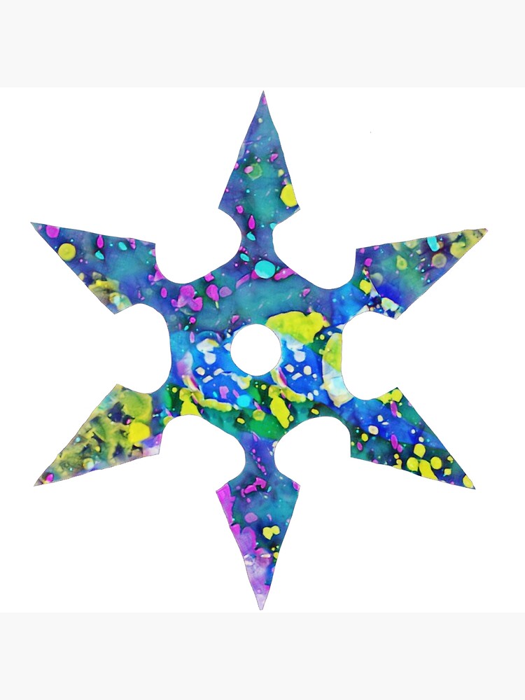 "Colorful Paint Splatter Throwing Star" Photographic Print for Sale by