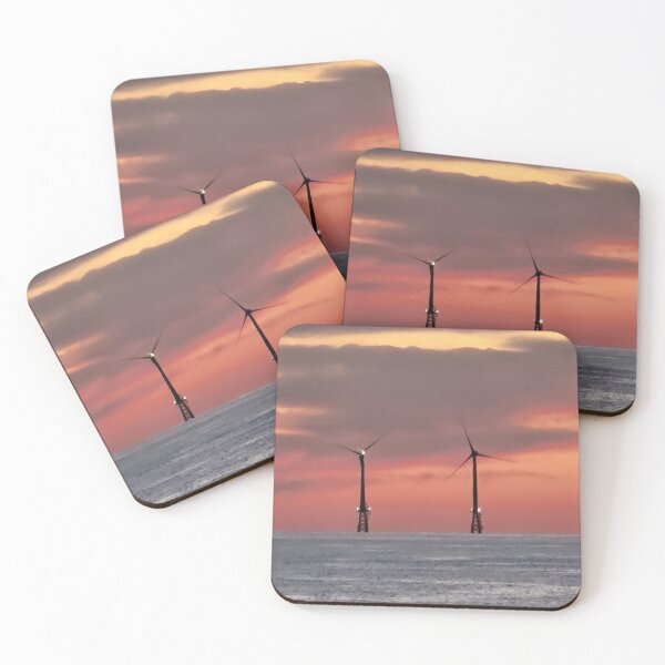 Item preview, Dawn and windmills on the jeju sea in Korea designed and sold by human8891.
