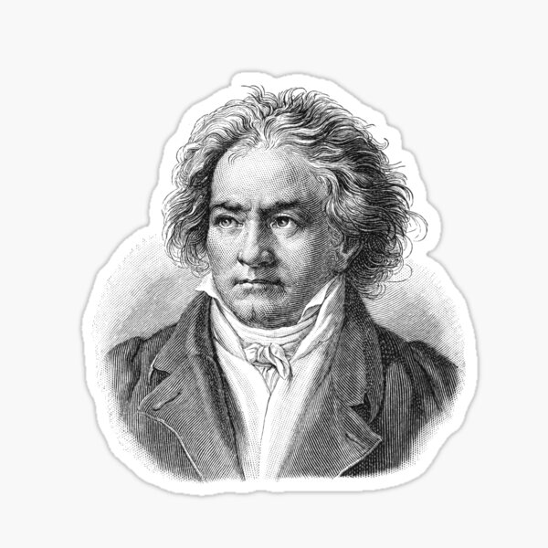 Ludwig van Beethoven in black and white Sticker