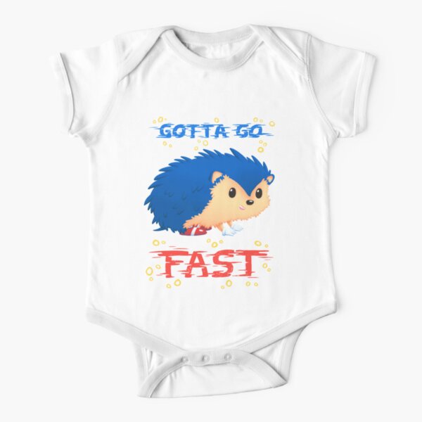 Gotta Go Fast // Cute Hedhehog, Retro Platformer Game, Meme Short Sleeve Baby One-Piece