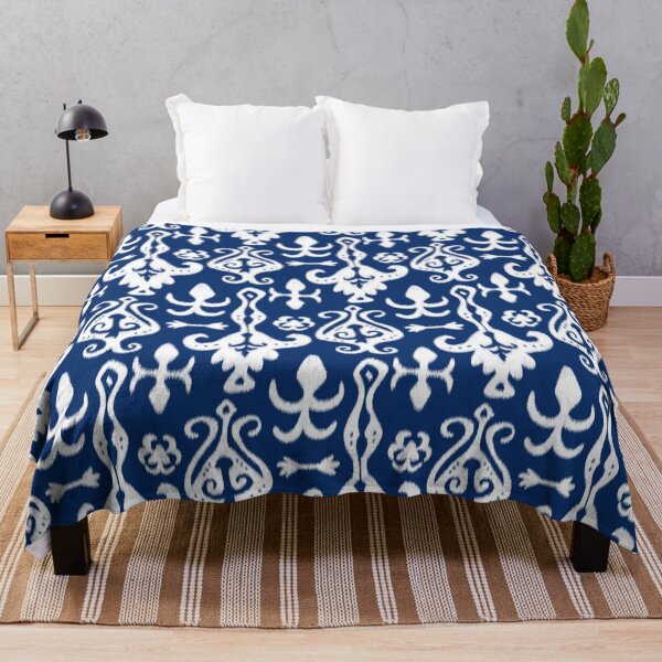 Item preview, Blue and White Tribal Ikat designed and sold by AntiqueImages.