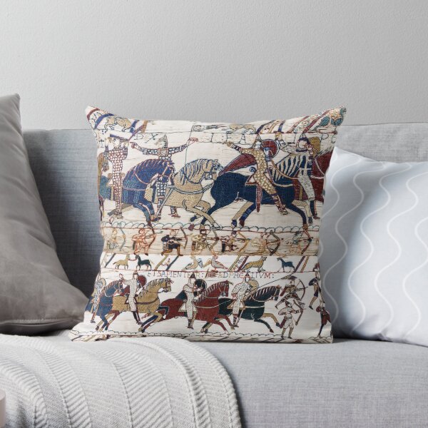 THE BAYEUX TAPESTRY NORMAN KNIGHTS AND ARCHERS Detail Throw Pillow
