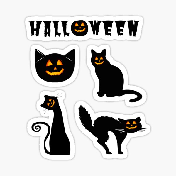 Schwarze Katze Halloween Pack 2 Sticker
