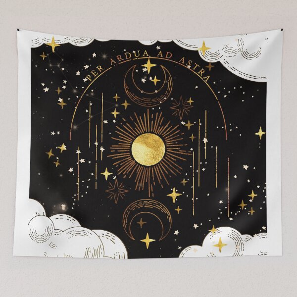 Item preview, Per Ardua Ad Astra | Sun, Moon and Stars | Divine Witchy Aesthetic Print designed and sold by Bebichic.