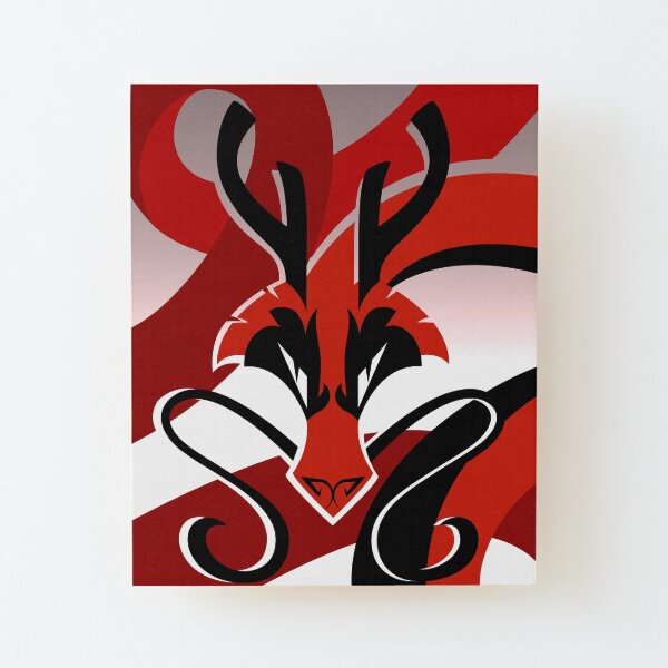 Japanese Dragon - Aku Red Wood Mounted Print