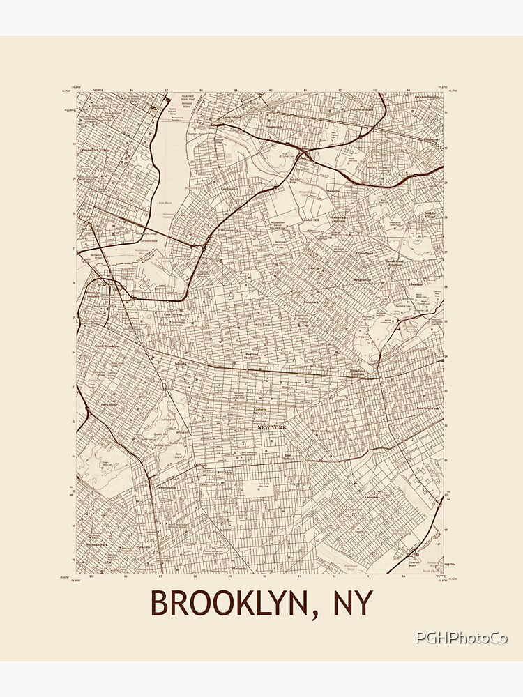 "Brooklyn, NY Topographical Map Vintage" Sticker for Sale by PGHPhotoCo