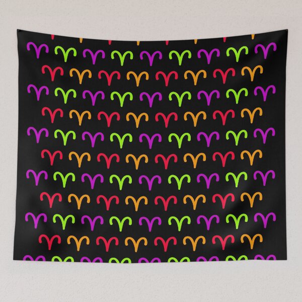Item preview, Multicolored aries sign, astrology zodiac symbol black background designed and sold by Stéphane  Thirion.