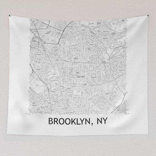 Artikelvorschau, Topografische Karte von Brooklyn, NY Schwarzweiß entworfen und verkauft von PGHPhotoCo.