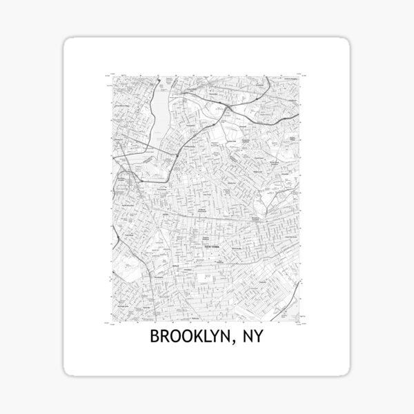 "Brooklyn, NY Topographical Map Black & White" Sticker for Sale by