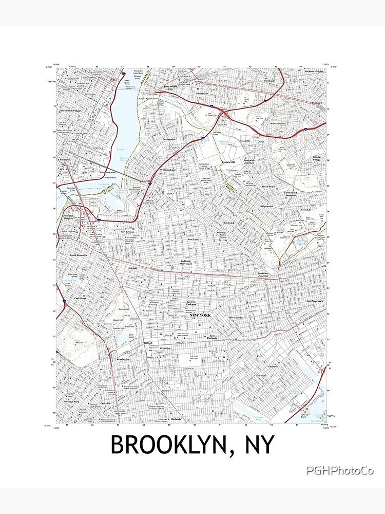 "Brooklyn, NY Topographical Map Clean" Poster for Sale by PGHPhotoCo