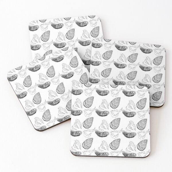 Item preview, mussels pattern of seafood, pattern on clothes, black and white graphics designed and sold by Takkol.