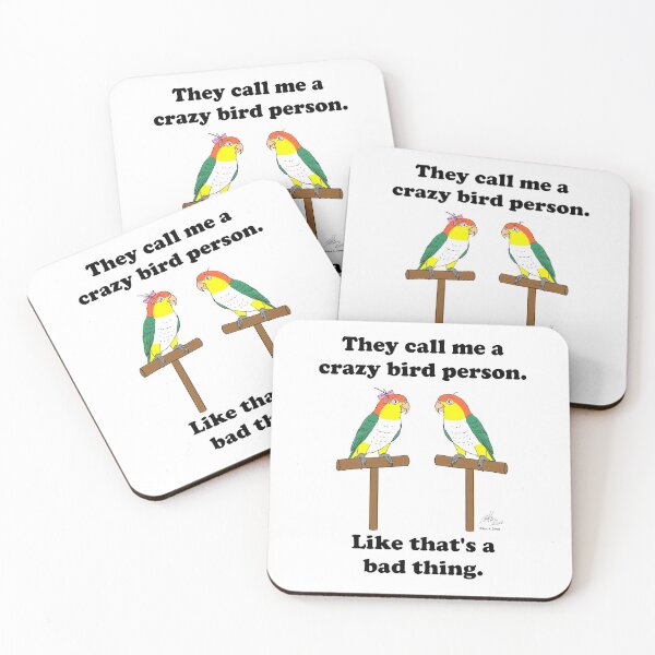 Item preview, Crazy Bird Person with White Bellied Caiques designed and sold by Laughing Parrot Studio.
