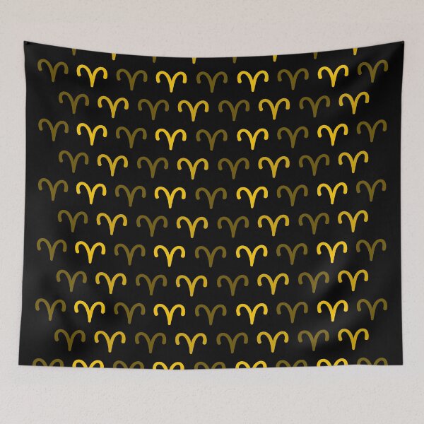Item preview, Golden yellow aries sign, astrology zodiac symbol black background designed and sold by Stéphane  Thirion.