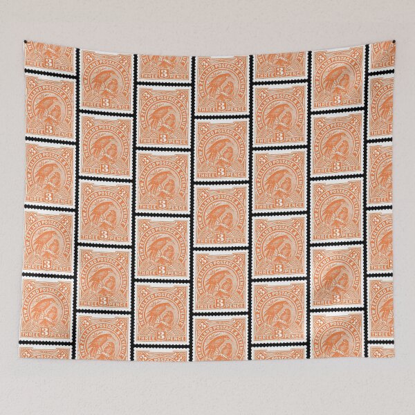 Item preview, Postage Stamp 1902 New Zealand Huia Birds 3 Pence Orange designed and sold by Pixelchicken.
