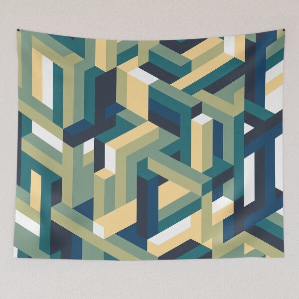 Item preview, Blue and Green Isometric Maze designed and sold by KimVanG.
