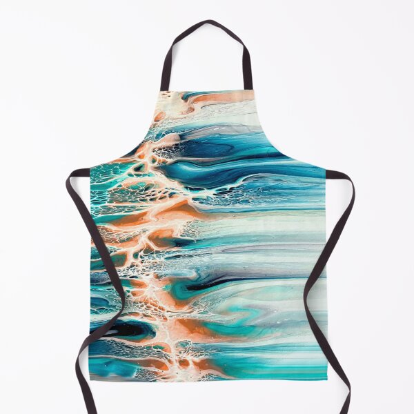 Item preview, Coral, Blue, Teal, and Grey Ocean Inspired Abstract Fluid Art designed and sold by CrystalCoast.