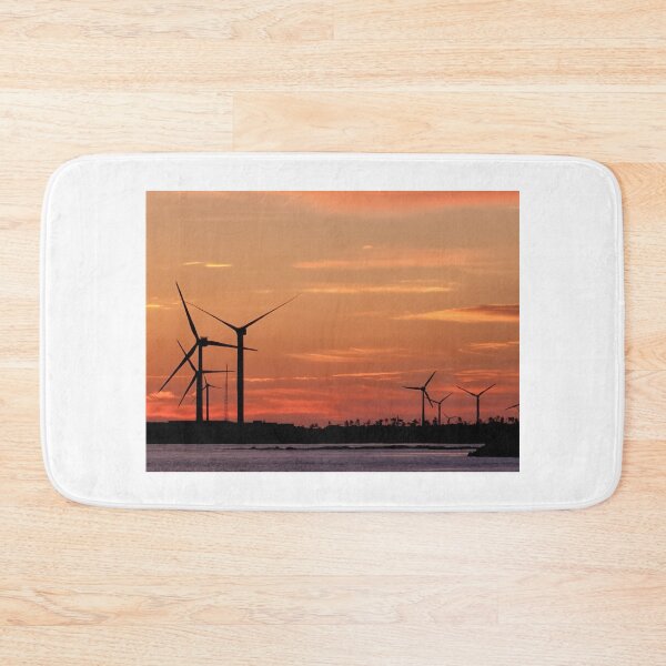 Item preview, Sunrise and windmills on the jeju sea in Korea designed and sold by human8891.