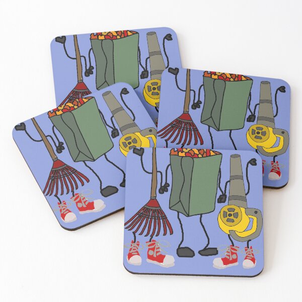 Item preview, Cute Rake and Leaf Bag and Leaf Blower Cartoon designed and sold by Nature's Fancy.