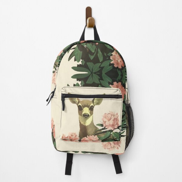 Item preview, Deer Pink Flowers Retro Vintage Floral Pattern Botanical designed and sold by Inogitna Designs.