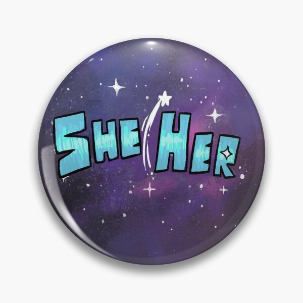 Pronoun Pins | Space | She/Her (Blue) Pin