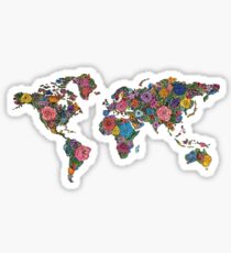 Floral World Map Sticker