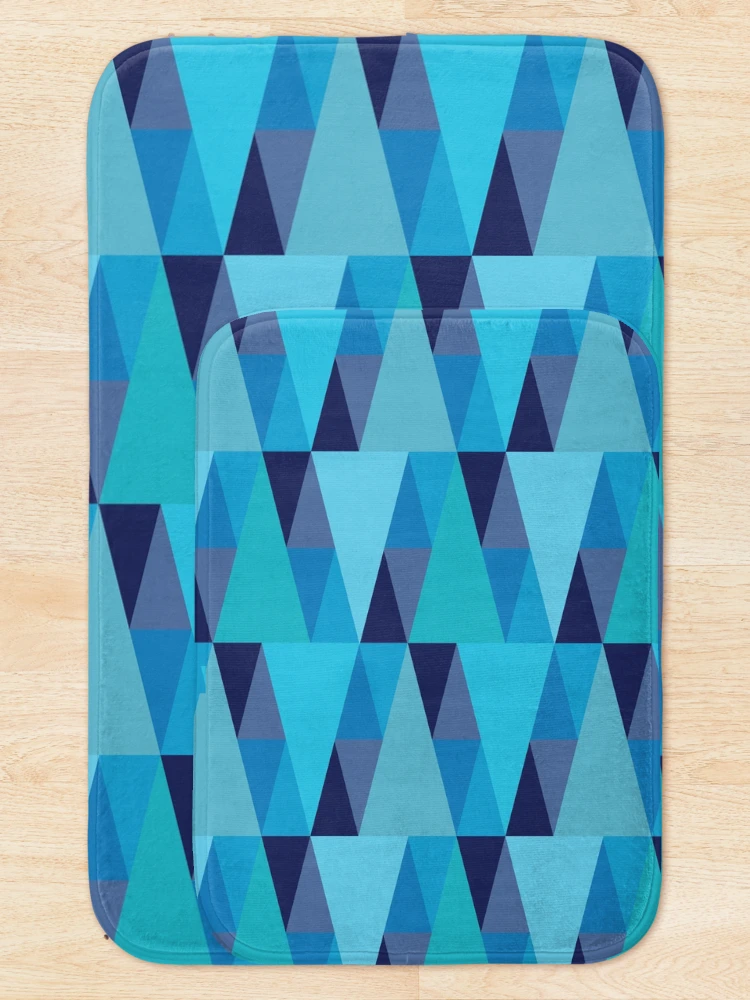 Thumbnail 5 of 6, Bath Mat, Horizontal Triangles Pattern – Blue designed and sold by RoguePatterns.