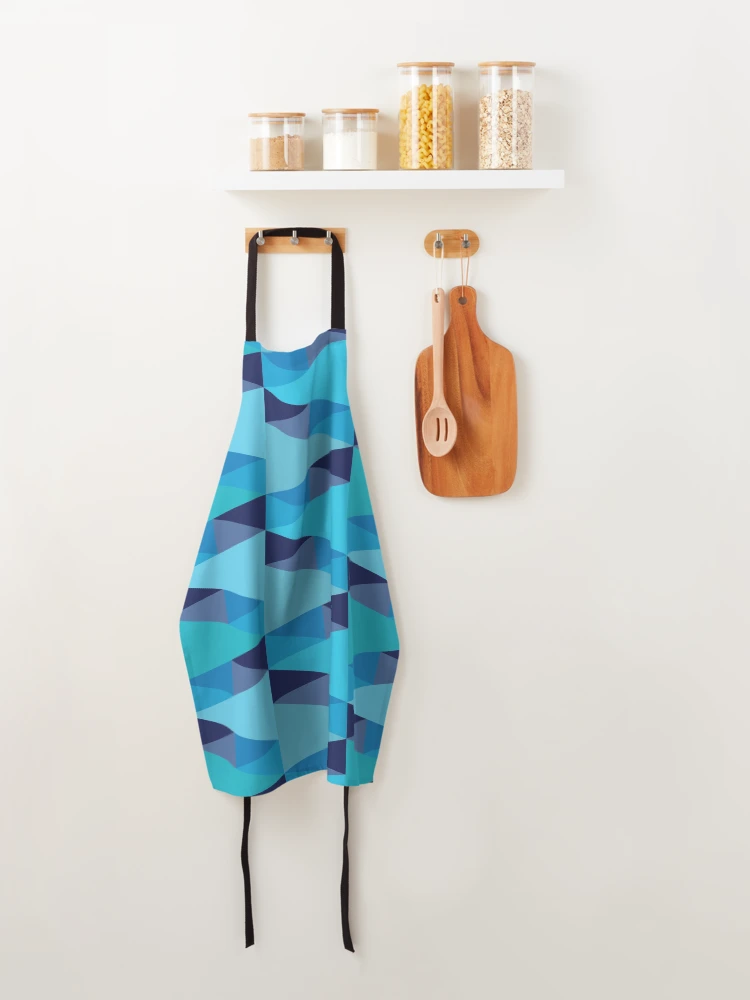 Thumbnail 4 of 6, Apron, Horizontal Triangles Pattern – Blue designed and sold by RoguePatterns.