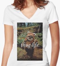 Ewok Thug Life Women's Fitted V-Neck T-Shirt