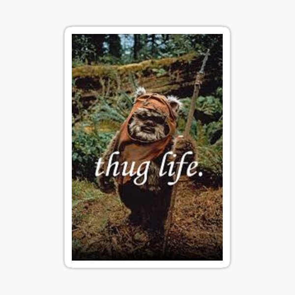 Vista previa del artículo con la obra «Ewok Thug Life», diseñado y vendido por redbubblegod.