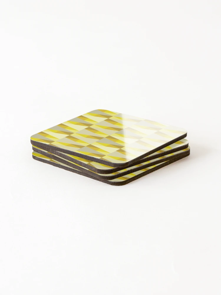 Thumbnail 4 of 5, Coasters (Set of 4), Horizontal Triangles Pattern – Yellow designed and sold by RoguePatterns.