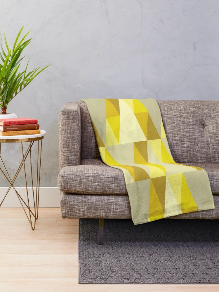 Thumbnail 2 of 6, Throw Blanket, Horizontal Triangles Pattern – Yellow designed and sold by RoguePatterns.