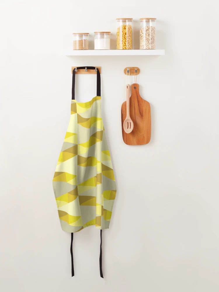 Thumbnail 4 of 6, Apron, Horizontal Triangles Pattern – Yellow designed and sold by RoguePatterns.