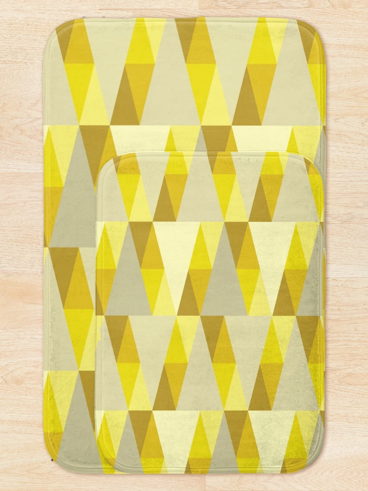 Thumbnail 5 of 6, Bath Mat, Horizontal Triangles Pattern – Yellow designed and sold by RoguePatterns.
