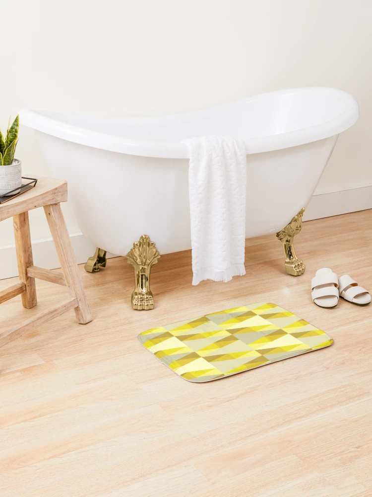 Thumbnail 2 of 6, Bath Mat, Horizontal Triangles Pattern – Yellow designed and sold by RoguePatterns.