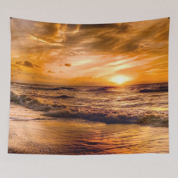 Item preview, Beach gold sunset calm waves designed and sold by landsca-pics.