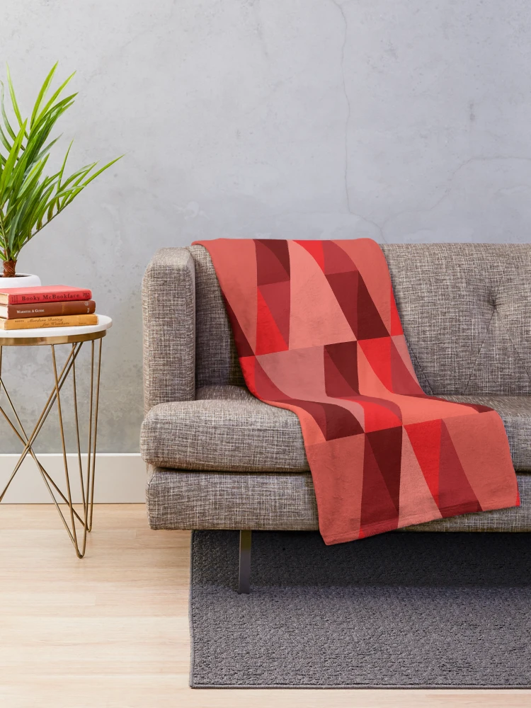 Thumbnail 2 of 6, Throw Blanket, Horizontal Triangles Pattern – Red designed and sold by RoguePatterns.